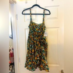 Black floral dress that ties above waist